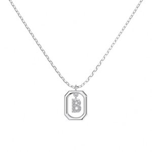 Dylam <b>Initial</b> <b>Necklace</b> Rhodium 14K Gold Plated 925 <b>Silver</b> 5A Zirconia Tiny -B- Letters Monogram Pendant <b>Necklaces</b> for Women - Product Image 1