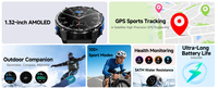 Reloj Inteligente HD350 Pro con GPS y Brújula, Pantalla AMOLED de 1.32 Pulgadas, Resistente al Agua IP68, Reloj Deportivo para Exteriores