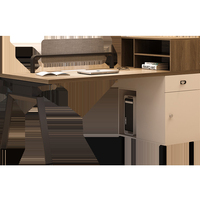 Bureau informatique commercial avec armoire de rangement latérale intégrée, tiroir et meuble de base – Mobilier de bureau pour postes de travail du personnel