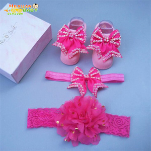 Chaussettes antidérapantes pour bébés filles, ensemble de 3 pièces, <span class=keywords><strong>bandeau</strong></span>, cadeau, chaussettes pour les pieds, <span class=keywords><strong>bandeau</strong></span> à dentelle en forme de couronne, accessoires pour photos - Product Image 5