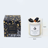 Bougie de luxe en cire de soja parfumée aux fleurs de cristal de haute qualité, à marque privée, vente chaude pour la Saint-Valentin, avec mèche en bois
