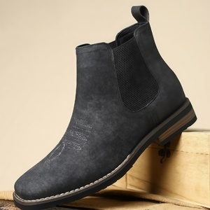 <span class=keywords><strong>Botas</strong></span> Chelsea Vintage para Hombre, de Piel Sintética, Punta Cuadrada, Estilo Británico, Otoñales, Modernas, Casuales, Antideslizantes - Product Image 2