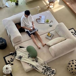 Hot-selling Cream-Style Fabric Vacuum <strong>Sofa</strong>: Foldable Dual-Use Compressed Vintage <strong>Single</strong>/Double Pudding <strong>Sofa</strong> <strong>Bed</strong> Set - Product Image 1