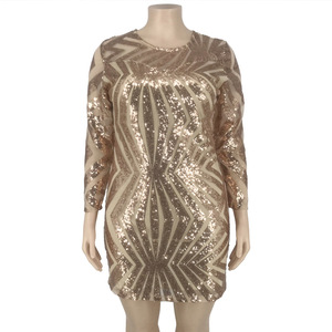 Abiti da Sera <span class=keywords><strong>Sexy</strong></span> <span class=keywords><strong>Taglie</strong></span> <span class=keywords><strong>Forti</strong></span> con Paillettes Geometriche Aderenti e Trasparenti - Product Image 2