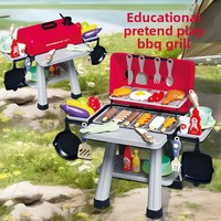 어린이 플라스틱 놀이집 바베큐 그릴 시뮬레이션 꼬치 요리 세트 (4-6세 남아 여아용)