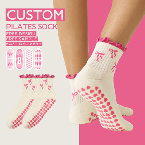 Custom Logo Grip Trampoline <strong>Socks</strong> Pilates Non Slip Yoga Curl <strong>Socks</strong> Compression Tube Crew Ruffle <strong>Socks</strong> - Product Image 1