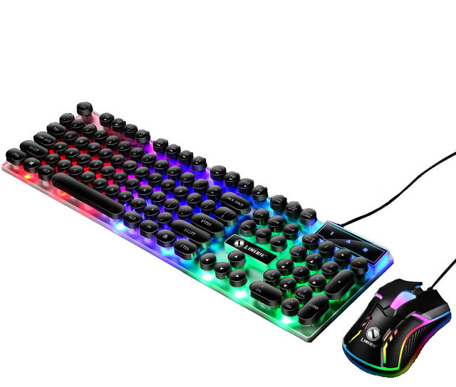 Customized 104-Key RGB LED Gaming Keyboard Wired USB Anti-Ghosting Backlit ABS Material 6000 DPI Gaming Keyboard