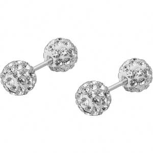 2025 recién llegado de alta calidad 925 Plata Cristal Diamantes de imitación cuentas de arcilla Bola de discoteca 3mm/4mm/6mm pendientes de tuerca - Product Image 1