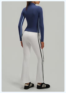 Chaqueta deportiva de yoga de manga larga de alta calidad para mujer, transpirable, para gimnasio, con estampado suave, venta al por mayor, con cremallera y orificios para los pulgares - Product Image 6