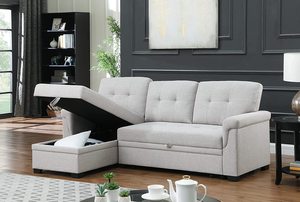 Sofá Cama en Forma de L de <span class=keywords><strong>Color</strong></span> Beige, 3 Plazas, con Cama Extraíble y Espacio de Almacenamiento, para Sala de Estar y Apartamento - Product Image 5