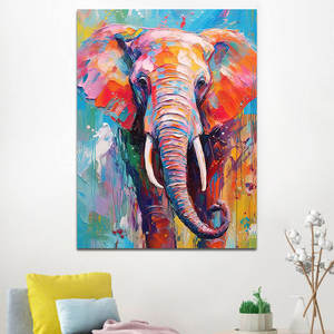 Original Art OEM/ODM Peint à la main Peintures d'animaux impressionnants Art abstrait moderne Palette Couteau Peinture d'éléphant - Product Image 2