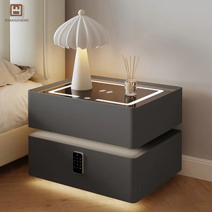 Mesita De Noche Con 1 Cajón, Beige Y Dorado - POSINIA