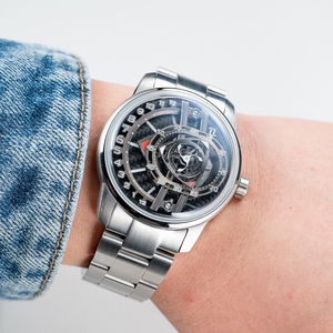Obblvlo originale quadrante a <span class=keywords><strong>rotore</strong></span> orologio meccanico da uomo ad alta tecnologia luminoso forgiato in acciaio inossidabile JM-ROTOR - Product Image 2