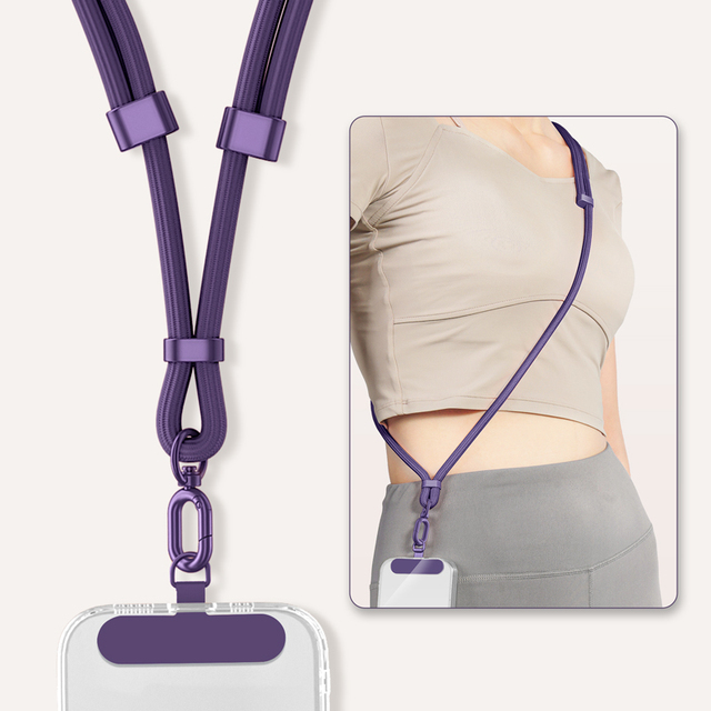 Universal Adjustable Chain Polyester Mobile Phone Lanyard with Phone Tether Patch Crossbody Neck Strap for Cell Phone Use