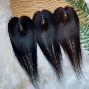Venta al por mayor nuevo <span class=keywords><strong>25</strong></span> pulgadas negro marrón Color Natural 5x8 Base de seda Topper pelucas de cabello humano mujeres cabello humano Topper - Product Image 5