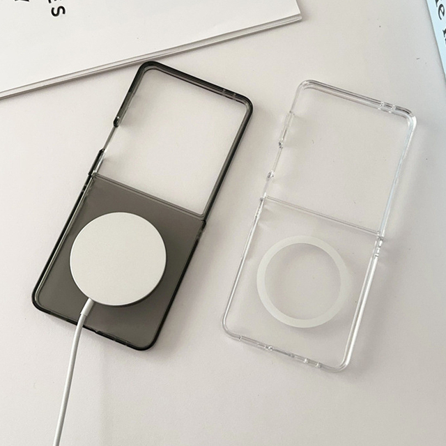Ultra Thin Clear Magnetic Case for Samsung Z Flip 8 7 6 5 4 3 Matte Magnet Wireless Charging Shockproof Protective Hard Cover