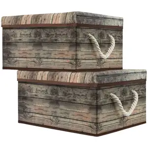 מחסן עץ כפרי קופסה אחסון מארגן keeper keeper תיבות stash מתקפל תיבת אחסון עץ מסגרת מתקפלת עם מכסה