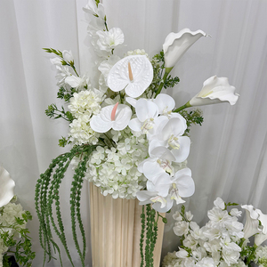 ลูกบอลดอกไม้ประดิษฐ์ดอกกุหลาบสีขาวสำหรับจัดงานแต่งงาน - Product Image 3