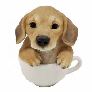 Hogar decoración de la Mesa de polyresin labrador estatua perro sentado en la taza perro miniatura figuras - Product Image 4