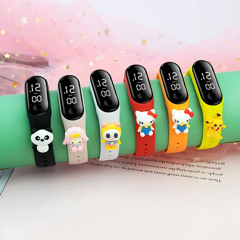 silicone rainbow watch with LED junior high school student electronic watch multi-color touch screen kids watch bracelet