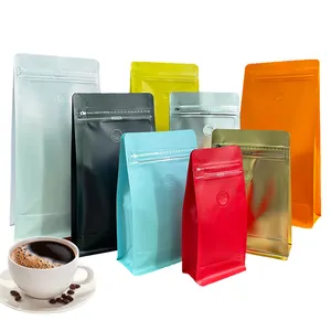 Coffee beans bag flat bottom pouch with valve tea packaging bag