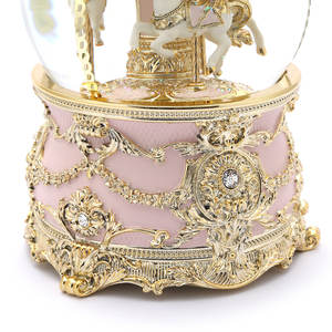 120mm Artificial Resin Hand-painted Christmas Birthday Music Box Carousel Horse Snow Globe Collectible Gift for Special - Product Image 2