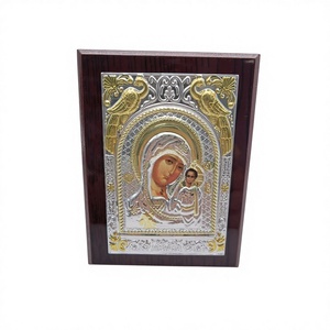 Orthodoxe Mount Athos Ikone 3D Vergoldete Metall-Gravur Jesus Christus Engel Weihnachtsmünze JInBa Marke für Holzkisten Wandschilder - Product Image 4