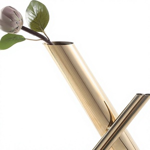 Vases de table modernes minimalistes en acier inoxydable, finition dorée, décoratifs pour la maison, le bureau et les centres de table de mariage. - Product Image 2