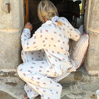 Pyjama deux pièces QINSI pour femme, haut à col châle et pantalon, vêtements de nuit amples, pyjama floral pour la maison, tricoté, nouveau pyjama 2026