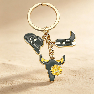 3D Embossed Western Cowboy <b>Keychain</b> Zinc Alloy Metal Cowboy Hat Key Ring <b>Custom</b> Logo Souvenir Key Accessories - Product Image 5