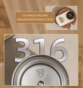 Taza de Café de Viaje de Acero Inoxidable con Pantalla de Temperatura Inteligente LED + Banco de Energía + Paraguas, Set de Regalo Empresarial - Product Image 5