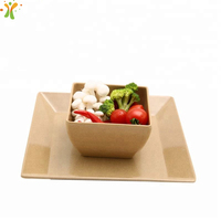 Assiettes et plats carrés en balle de riz de style chinois, 100 % sans BPA, écologiques, avec motif personnalisé