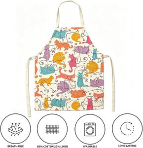 Delantal de Cocina Personalizado sin Mangas de Algodón y Lino con Bolsillo Grande para Hornear y Cocinar - Product Image 5