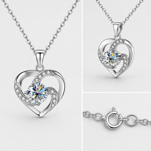 Ciondolo Classico a Forma di Cuore con Lega Dorata e Design con Incastonatura a Griffe per Gioielli da Donna alla Moda - Product Image 5