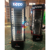 Présentoir à bande zippo en bois de luxe Présentoir de magasin de détail Rotatif zippo Sangle Briquet Vitrine avec serrures