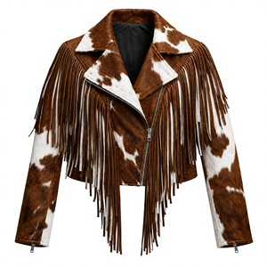 Chaqueta de cuero con pelo de vaca, estilo vintage, hecha a mano, de cuero genuino, ropa de calle, para hombre y mujer. - Product Image 1