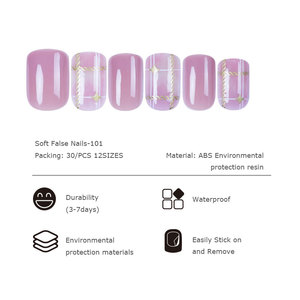 Juego de <span class=keywords><strong>uñas</strong></span> postizas cuadradas, diseño creativo de <span class=keywords><strong>Uñas</strong></span> postizas, 30 Uds. - Product Image 5