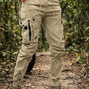 Pantalones Cargo de Lona para Hombre, Alta Calidad, Impermeables, Transpirables, Cintura Elástica, Peso Medio, Multibolsillos - Product Image 3