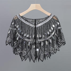 شال شبكي هندسي للنساء يلتف بالترتر مطرز بالخرز كاب سهرة بوليرو فلابر غاتسبي فستان حفلة التستر - Product Image 3