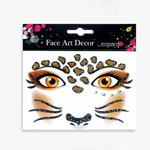 2024 nouveaux modèles festival visage autocollant paillettes eyeliner mignon animal conception visage autocollant Rave fête visage art décor