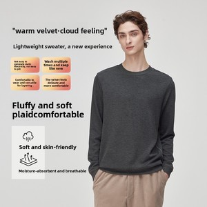 Pull épais à col rond pour homme, tricoté en grosse maille, coupe ample, manches longues, décontracté, thermique, en fibre acrylique, couleur unie, idéal pour l'automne/hiver - Product Image 5