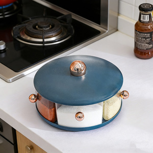 Spice Jar Rotating Multi Compartment Airtight <b>Storage</b> <b>Box</b> For Kitchen Countertop Solid Seasonings - Product Image 3