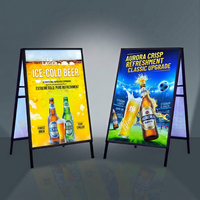 Support de boîte lumineuse rectangulaire pliable en alliage d'aluminium à LED double face, étanche, pour la publicité extérieure des restaurants et des bars