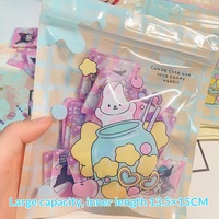 Sacs de rangement mignons à fermeture éclair avec motif lapin de lune, pochettes en plastique refermables pour collations, bonbons, badges/épingles de revers