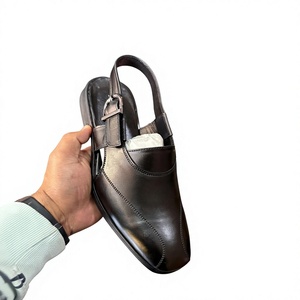 SACK Brown <b>Leather</b> Handmade Slingback Loafer <b>Men</b> Dress Mule <b>Shoes</b> Buckle Strap Formal Slip ISO Certified Custom Size Available - Product Image 1