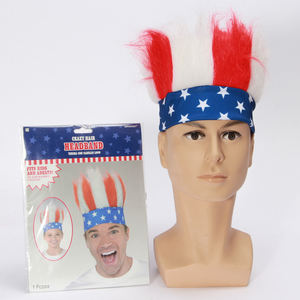 Bandeau poilu patriotique rouge blanc bleu Fans chapeau de perruque pour le 4 juillet accessoires fête de l'indépendance célébrations <span class=keywords><strong>Costume</strong></span> de fête - Product Image 1