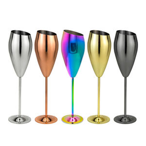 Coupe à champagne unique en forme de tulipe en acier inoxydable incassable de 200 ml, couleur personnalisée, pour fête, toast sophistiqué - Product Image 3