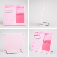 Planificateur de liste de tâches en acrylique rose épaissi personnalisé, effaçable à sec, avec support métallique pour bureau à domicile, tableau de tâches en acrylique