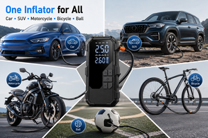 Compresseur d'air portable avec démarreur de batterie 12000 mAh, pompe à air sans fil 150 PSI pour gonflage rapide de voitures, motos, vélos et ballons - Product Image 4