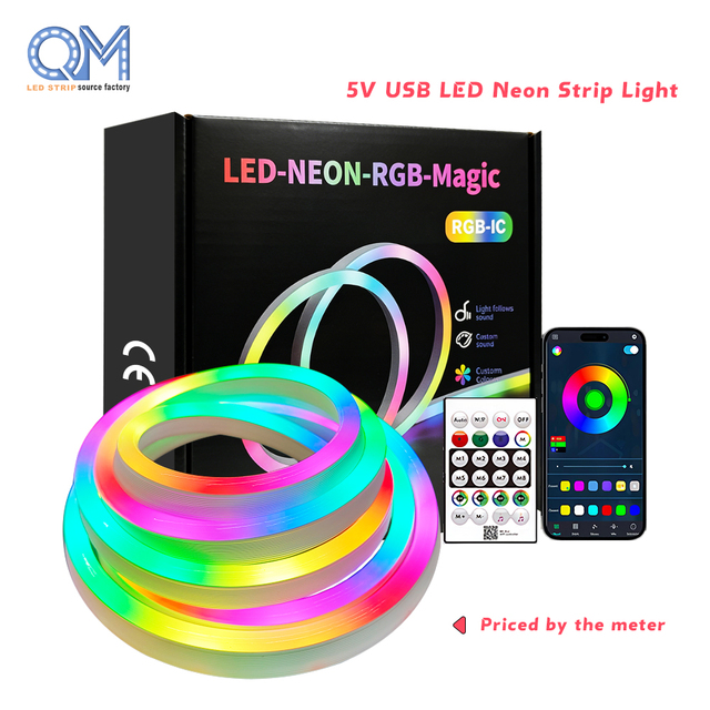 LED Neon Light RGBIC LED Neon Strip Addressable LED Neon Flex Dream Color Chasing Waterproof Silicone 5V USB 12V 24V for Bar